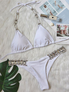 Halter Shiny Crystal Diamond Bikini Women Bandage Swimsuit Female Swimwear Rhinestone Bikini set Brazilian Bathing Suit Swim2026