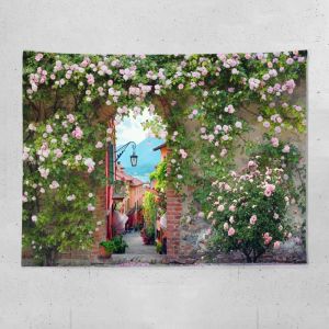 Vintage Oil Painting Background Cloth   Rose Garden Art Tapestry Bedroom Headboard Rental Renovation Dormitory Wall Cloth Tapestry