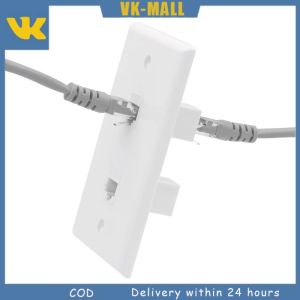2Pcs 2 Port Ethernet White Wall Plate Cat6 RJ45 Female To Female Jack Inline Coupler Face Plates