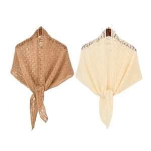 Crochet Rhomboid Pattern Shawl Comfortable Hollowed Shoulder Wrap Triangular Shawl for Women of All Ages Casual Wear