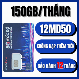 ( HỖ TRỢ LÀM ESIM ) Sim 4G Mobifone Data Trọn Gói 1 Năm Không Cần Nạp Tiền Tặng 5GB/ngày Full Tốc Độ Cao Gói 12MDT50 | FREESHIP - CHƯA KÍCH HOẠT