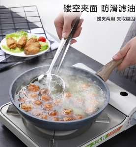 HOME BEST 2 in 1 Kitchen Stainless Steel Colander Spoon with Clip Oil Filter Grid Scoop Fryer Tongs Frying Mesh Colander Kitchen Tools Accessories Dapur Sendok Klip Penapis Minyak Grid FZ1-0072