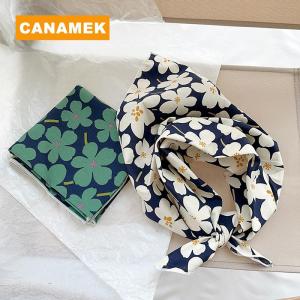 【CANAMEK】 56cm Ladies Headband Cotton Linen Square Scarf Korean College Girls Fashion Elegant Neck Scarves Sun Protection Headscarf