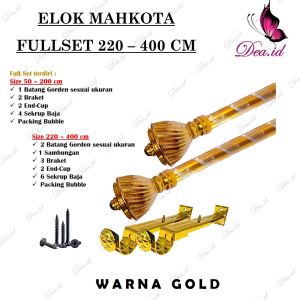 [DEASHOP] [ELOK 2.2 - 4 M] BATANG GORDEN ELOK FULLSET 50 60 70 80 90 100 110 120 130 140 150 160 170 180 190 200 CM BATANG ROLLET GORDEN SOKA GOLD SILVER ULIR KRISTAL - FULLSET TIANG GORDEN