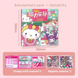 Cartoon Magnetic Kuromi Book Set Sanrio Quiet Book Dress Up Sticker Books For Sanrio Stickers Book 180x560mm Toy Gift