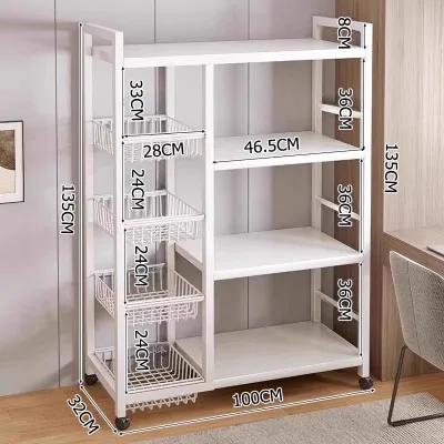 Kitchen Organizer Metal Heavy Duty Storage Shelving Unit with Wheels Large Capacity Mobile Utility Cart Easy to Move Organizer Shelves for Garage Kitchen
