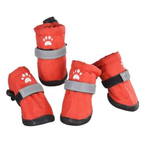 LABAICAI 4pcs/set Waterproof Pet Dog Shoes Wear Resistant Reflective Puppy Booties Pet Footwear Anti-slip Pet Rain Shoes Outdoor