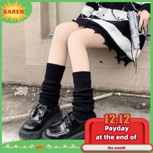 BAREN ถุงเท้าขายาวสำหรับผู้หญิงถุงเท้าถักขนแกะสำหรับฤดูใบไม้ร่วงและฤดูหนาว