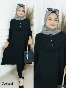 TUNIK JUMBO TERBARU LEBARAN VIRAL ELJI TUNIK POLO LINEN SIZE M L XL DAN XXL PB 95 CM KANCING DEPAN BUSUI Baju Populer Tunik Perempuan Dewasa Long Tunik Busui Cantik Dan Mewah Atasan Wanita Bahan Linen Import Outfit Casual Remaja Kemeja Polos Kerja