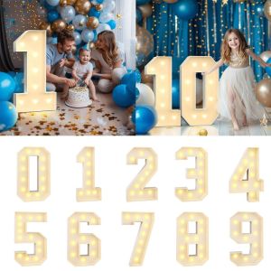 FASHIONXU 0-9 ตัวเลข ลูกโป่งไฟ LED ลูกโป่งเรืองแสง 91 ซม. กล่องเติมลูกโป่ง รูปปั้นขนาดใหญ่ ตัวเลขยักษ์ ฟิกเกอร์วันเกิดขนาดยักษ์ ตกแต่งวันเกิด