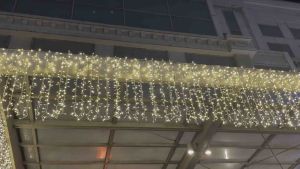 200L Christmas LED Icicle Lights 4meter Decorations Outdoor Fairy Curtain String Lights with US Plug Lights for Holiday Window Party Home DecorWarm White