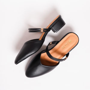 Heels Bustong Hitam Wanita BIG SIZE 35 45 Sepatu Mules Formal Kerja Pesta Ukuran KECIL BESAR Hak 3cm