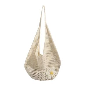 [Original 24 hours delivery] Knitting Crochet Underarm Bag Hollow Out Handmade Shoulder Bag Fashion Large Capacity Weaving Beach Bag for Shopping