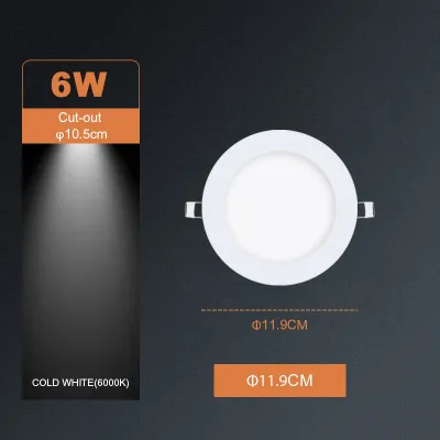 JACKSUN Pin Lights Led for Ceiling Recessed Led Panel Light Round & Square Downlight Led 3W 6W 9W 12W 18W Tricolor & Daylight & Warm White Coldlight Led with Driver