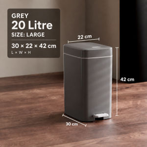 【DAILY ESSENTIAL】 Lidded Waste Bin with Pedal and Push Button | Grey or White 10 to 20 L