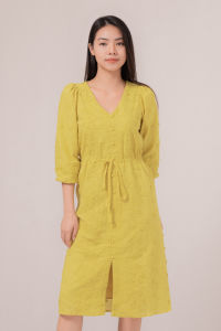 RIMINI - Dress Cewe Pesta Vneck Serut Bordir Bunga Midaxi Kondangan XS-XL- Fioren Dress 524548-2