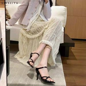 [Free Shipping] Early Spring Red Thin-Strap Patent Leather Sandals Open-Toe High Heels New Open-Toe Design Comfortable Fit