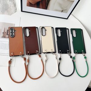 For Samsung Galaxy Z Fold 7 Case Luxury PU Skin With Lanyard Protective Back Cover Case For Samsung Z Fold7 6 5 4 Phone Shell
