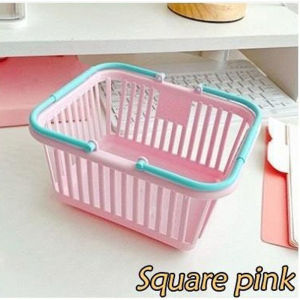 Cute Mini Macaron Handheld Storage Basket Multi-Purpose Square Storage Box Random Accessory Jewelry Desktop Organizer Shopping Basket Cosmetic Stationery Storage Basket