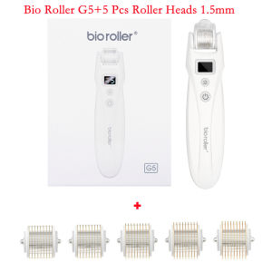 Bio Roller G5 Microcurrent Microneedling Roller Red Light Therapy EMS Facial Machine Dermaroller For Beard Hair Growth With 5 Pcs Roller Heads