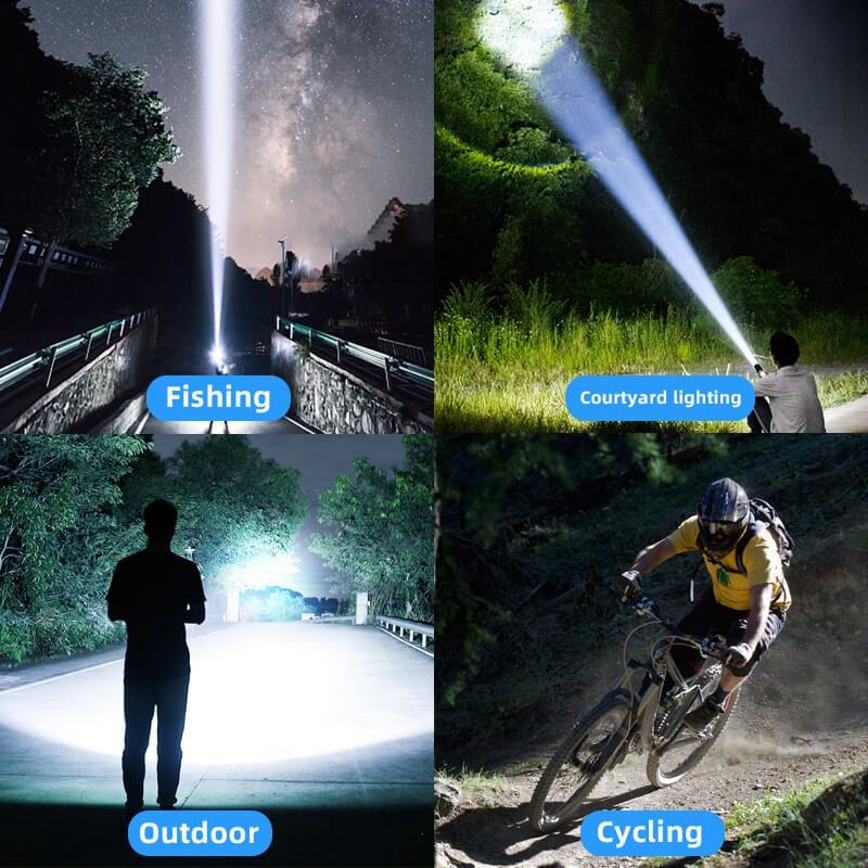 Highlight Zoom Tactical LED Flashlight, Strong Light 3 Modes Waterproof Rechargeable Torch For Outdoor
_voghion.com