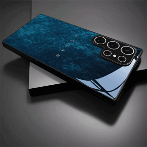 Blue Ocean Pattern Glass Phone Case Suitable for Samsung Galaxy S26 S25 S24 S23 S22 S20 FE/Ultra/Plus Anti Drop Back Cover