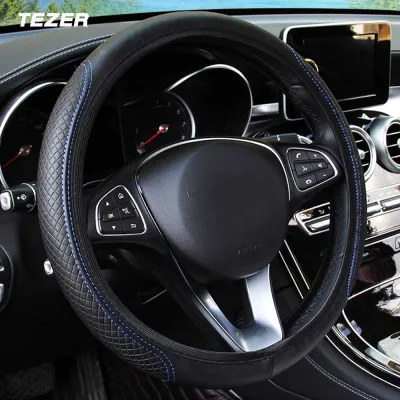 TEZER Car Steering Cover Car Steering Wheel Cover Dad Style PU Leather Steering Wheel Cover Car Steering Accesorries Sarung Stereng Kereta Perodua Proton Toyota Honda Nissan Suzuki Axia Myvi Saga vvt BLM Persona bezza iriz aruz viva kenari kelisa alza