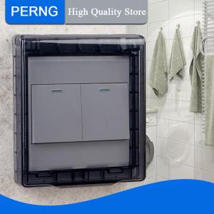 [PERNG] Tehe 86 Loại tự dính dày tường Ổ cắm không thấm nước Hộp điện cắm Bìa phòng tắm tường chuyển đổi bảo vệ Bìa ổ cắm giật gân