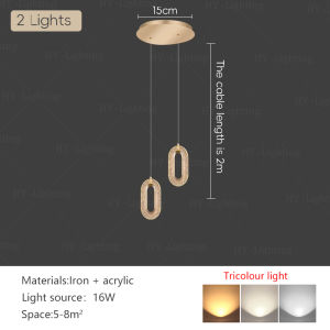 Modern Simple Living Room Chandelier LED Nordic Bedroom Bedside Lamp Dining Room Long Pendant Light
