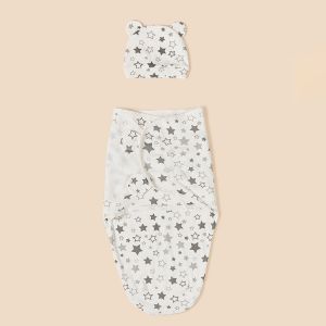 0-3เดือนชุดนอนเด็กทารกผ้าห่มหุ้มห่อ Velcro ป้องกันเตะเด็กแรกเกิดผ้าฝ้ายชุดหมวกถุงนอน