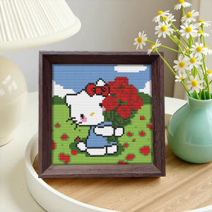 15*15cm Cute Cartoon Cross Stitch Embroidery with Photo Frame Table Ornaments Cartoon Animation Embroidery DIY Handmade Gift