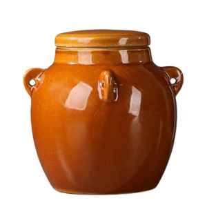 KAWAII BOX Large Capacity Ceramic Pickle Jar Ceramic /Mason Lid Sealed Pickels Making Containers Honey Grains Tank Smooth Surface Fermenting Canister Home