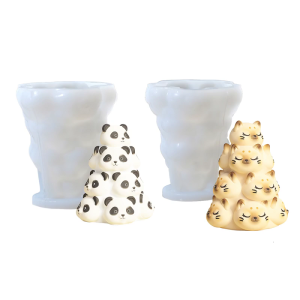 Silicone Mold Panda/Cats Sculpture Mould for Handmade Enthusiasts Elegant Desktop Decoration Crafting Tool