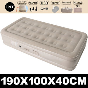 Free pillow and lamp AutoPump Air Bed Double Single Inflatable Bed Queen King Family Size For Camping With electric Pump For Camping Tent sofa bed