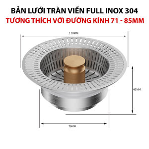 Bộ Lọc Rác Bồn Rửa Bát Inox 304 3 in 1 Mifan - Ngăn mùi hôi côn trùng Nút chặn thoát nước Khay giỏ lọc thức ăn thừa