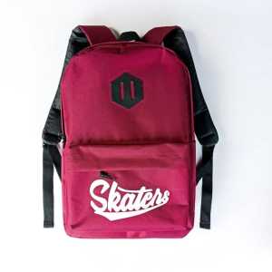 Backpack Skaters Casual Poliester Warna Merah/Abu-abu