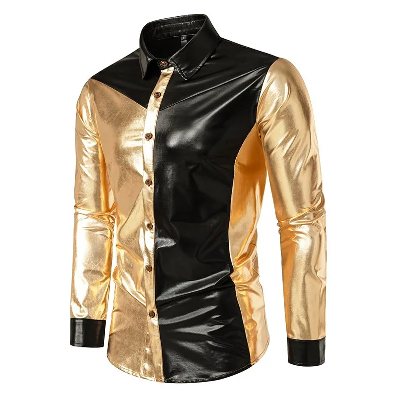 Metallic gold 2024 dress shirt