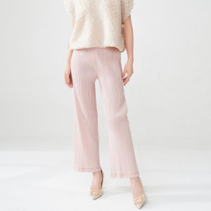 Sunya1. Womens Pants Casual Pants High-End Wrinkle Pants Elastic Waist Loose Slimming Solid Color Versatile Miyake Straight-leg pants #25218zsj-Z4091