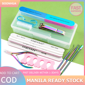 Ready Stock 7 Pcs Rainbow Stainless Steel Nail Art Tools Cuticle Spoon Pusher Dead Skin Fork Gel Remover Nipper Tweezer Pedicure