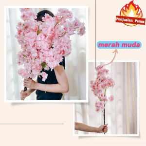 Bunga Sakura Buatan 110cm Dekorasi Ruangan Buket Bunga Sakura Palsu Bunga Persik Dekorasi Pernikahan