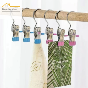 Set 5 móc kẹp đôi treo quần áo chất liệu thép không gỉ đa năng chống trượt tự điều chỉnh Móc kẹp vớ đa năng
