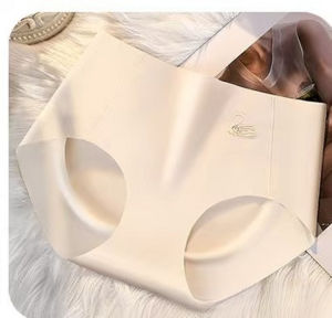 กางเกงชั้นในผ้าไหมน้ำแข็งเอวกลางไร้ตะเข็บ ยกกระชับหน้าท้อง กางเกงชั้นในระบายอากาศ กางเกงชั้นในผู้หญิง กางเกงชั้นในผ้าไหมน้ำแข็งไร้ตะเข็บ/กางเกงชั้นในยกสะโพกผ้าไหมน้ำแข็งสีนู้ดยืดหยุ่นสูงทรงแอปเปิ้ล 3 มิติ