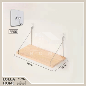 Hanging Wall Shelves Rope Swing Wooden Rack Floating Wall Platform Shelf Wall Shelf Wall Rack Wall Deco Rak Dinding Gantung Rak Dinding
