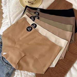 6&12pcs Comfortable Skin friendly Mid Rise Ice Silk Seamless 7A Cotton Antibacterial Pantibacterial