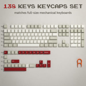 WOMIER 122 Keys Retro White PBT Keycap Double Shot Cherry Profile Custom Key caps for Cherry MX Switches Mechanical Gaming Keyboard