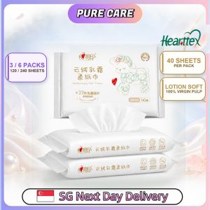 【Pure Care】 【3/6Packs】心相印Hearttex Moisturizing Facial Tissue 40 Sheets 3-Ply Soft Lotion Tissue for Sensitive Skin