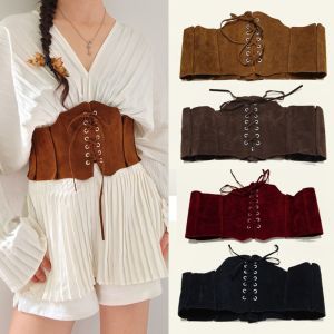 THANKSKY Da PU Áo corset da PU Cô gái cay nồng Có thể điều chỉnh Thắt lưng cao bồi phương Tây Phong cách retro Giảm cân Thắt lưng màu nâu Quý cô