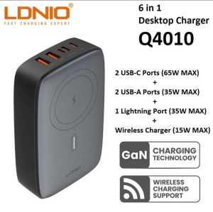 Smart Charging LDNIO Desktop Wireless Q4010 GaN 140w Super Fast Charging