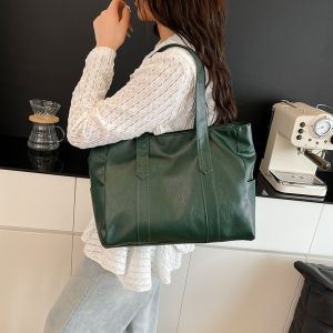 MOUSSON กระเป๋าสะพายขนาดใหญ่สำหรับผู้หญิง ดีไซน์เรียบง่ายทันสมัย ใส่ได้มาก มีซิปและช่องเก็บของภายใน