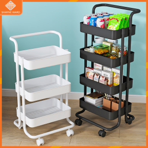 SHAYNE ชั้นวางของมีล้อ รถเข็นอาหาร ชั้นวางรถเข็น รถเข็นของ ชั้นเก็บของในครัว พร้อมล้อเลื่อน+ที่จับ ประหยัดพื้นที่ เคลื่อนย้ายสะดวก
